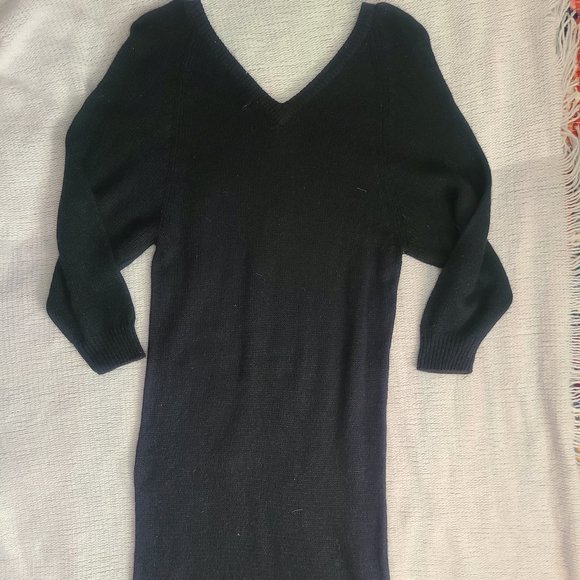 Silk and Angora Sweater Dress Black Medium - Picture 5 of 6
